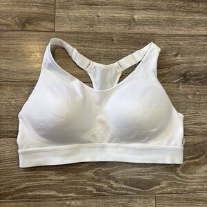 DOMYOS Size L Womens White Lined Wireless Pull On Racer Back Sports Bra